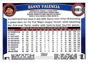 2011 Topps Minnesota Twins #MIN14 Danny Valencia Back