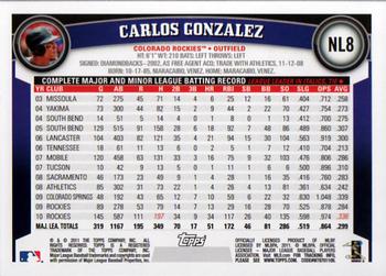 2011 Topps National League All-Stars #NL8 Carlos Gonzalez Back