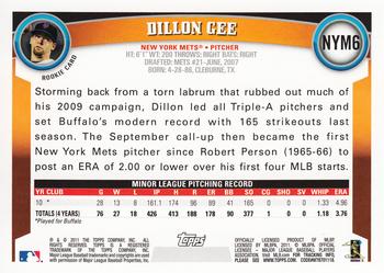 2011 Topps New York Mets #NYM6 Dillon Gee Back