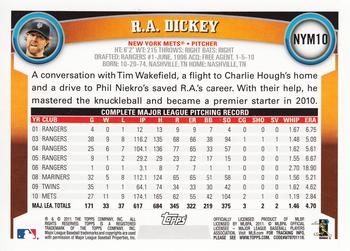 2011 Topps New York Mets #NYM10 R.A. Dickey Back