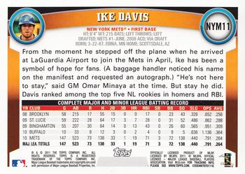 2011 Topps New York Mets #NYM11 Ike Davis Back