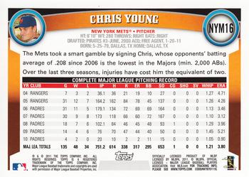 2011 Topps New York Mets #NYM16 Chris Young Back