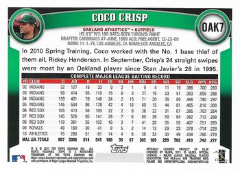 2011 Topps Oakland Athletics #OAK7 Coco Crisp Back