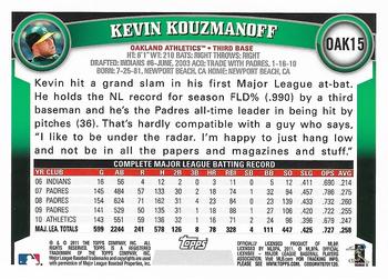 2011 Topps Oakland Athletics #OAK15 Kevin Kouzmanoff Back