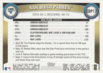 2011 Topps San Diego Padres #SDP17 PETCO Park Back