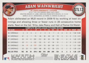 2011 Topps St. Louis Cardinals #STL12 Adam Wainwright Back