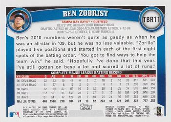 2011 Topps Tampa Bay Rays #TBR11 Ben Zobrist Back