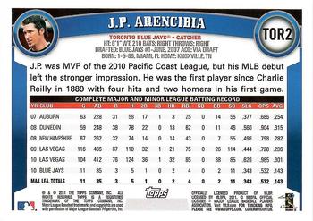 2011 Topps Toronto Blue Jays #TOR2 J.P. Arencibia Back