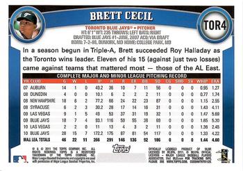 2011 Topps Toronto Blue Jays #TOR4 Brett Cecil Back