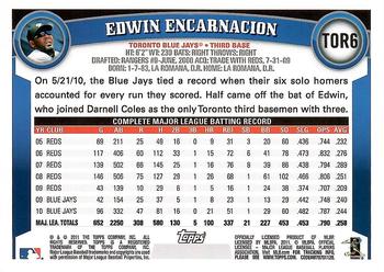 2011 Topps Toronto Blue Jays #TOR6 Edwin Encarnacion Back