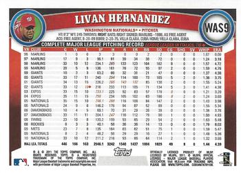 2011 Topps Washington Nationals #WAS9 Livan Hernandez Back
