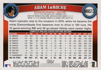2011 Topps Washington Nationals #WAS13 Adam LaRoche Back