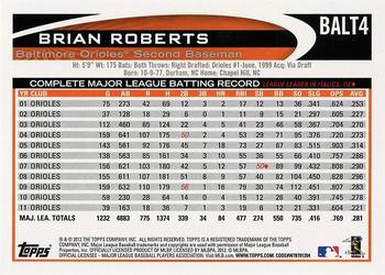 2012 Topps Baltimore Orioles #BALT4 Brian Roberts Back