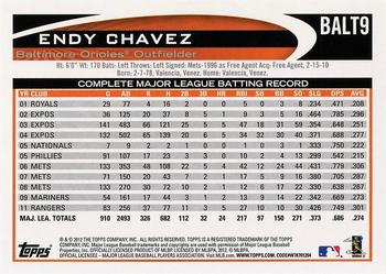 2012 Topps Baltimore Orioles #BALT9 Endy Chavez Back