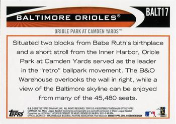 2012 Topps Baltimore Orioles #BALT17 Oriole Park at Camden Yards Back