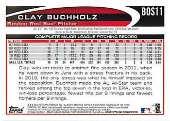 2012 Topps Boston Red Sox #BOS11 Clay Buchholz Back