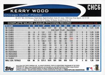 2012 Topps Chicago Cubs #CHC6 Kerry Wood Back
