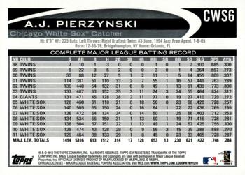 2012 Topps Chicago White Sox #CWS6 A.J. Pierzynski Back