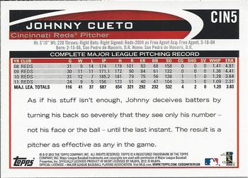 2012 Topps Cincinnati Reds #CIN5 Johnny Cueto Back