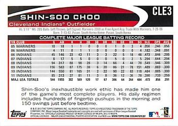 2012 Topps Cleveland Indians #CLE3 Shin-Soo Choo Back