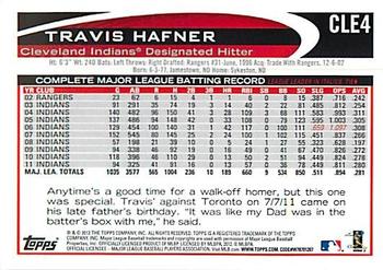 2012 Topps Cleveland Indians #CLE4 Travis Hafner Back