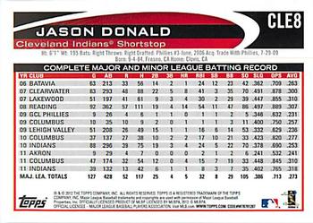 2012 Topps Cleveland Indians #CLE8 Jason Donald Back