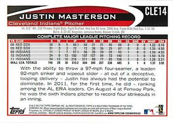 2012 Topps Cleveland Indians #CLE14 Justin Masterson Back