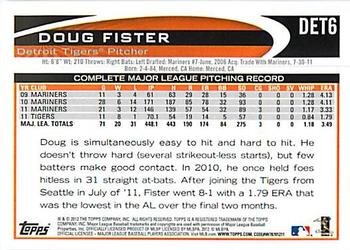 2012 Topps Detroit Tigers #DET6 Doug Fister Back
