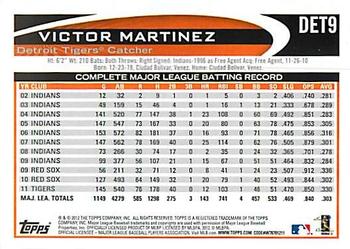 2012 Topps Detroit Tigers #DET9 Victor Martinez Back