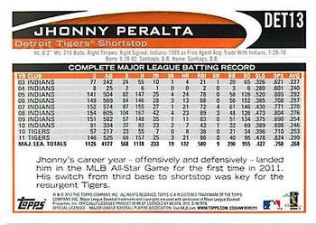 2012 Topps Detroit Tigers #DET13 Jhonny Peralta Back