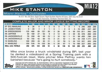 2012 Topps Miami Marlins #MIA12 Mike Stanton Back