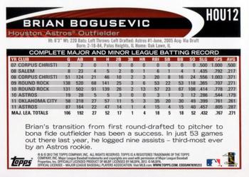 2012 Topps Houston Astros #HOU12 Brian Bogusevic Back