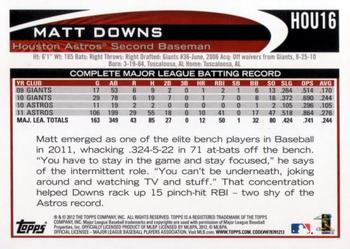2012 Topps Houston Astros #HOU16 Matt Downs Back