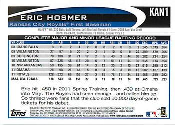 2012 Topps Kansas City Royals #KAN1 Eric Hosmer Back
