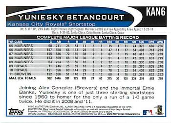 2012 Topps Kansas City Royals #KAN6 Yuniesky Betancourt Back