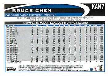 2012 Topps Kansas City Royals #KAN7 Bruce Chen Back