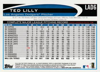 2012 Topps Los Angeles Dodgers #LAD6 Ted Lilly Back