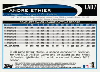 2012 Topps Los Angeles Dodgers #LAD7 Andre Ethier Back