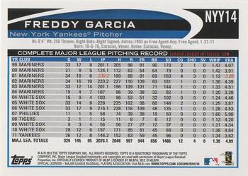 2012 Topps New York Yankees #NYY14 Freddy Garcia Back