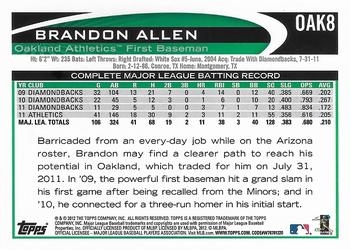 2012 Topps Oakland Athletics #OAK8 Brandon Allen Back