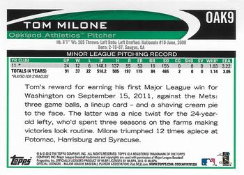 2012 Topps Oakland Athletics #OAK9 Tommy Milone Back
