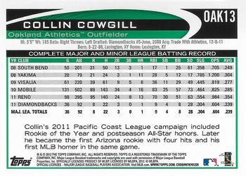 2012 Topps Oakland Athletics #OAK13 Collin Cowgill Back