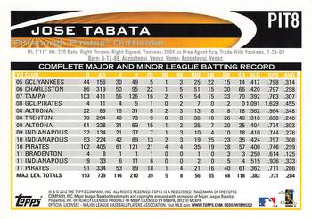 2012 Topps Pittsburgh Pirates #PIT8 Jose Tabata Back