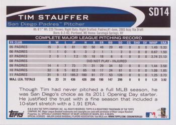 2012 Topps San Diego Padres #SD14 Tim Stauffer Back