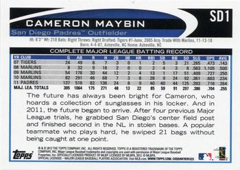 2012 Topps San Diego Padres #SD1 Cameron Maybin Back