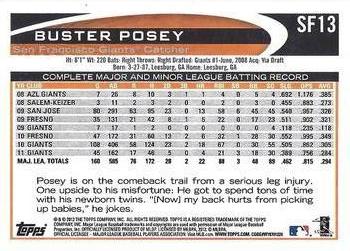 2012 Topps San Francisco Giants #SF13 Buster Posey Back