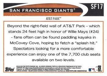 2012 Topps San Francisco Giants #SF17 AT&T Park Back