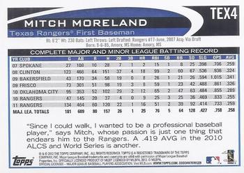 2012 Topps Texas Rangers #TEX4 Mitch Moreland Back