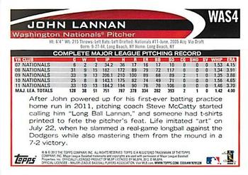 2012 Topps Washington Nationals #WAS4 John Lannan Back