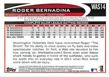 2012 Topps Washington Nationals #WAS14 Roger Bernadina Back